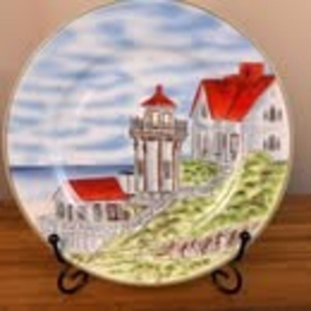 Royal Norfolk Decorative Lighthouse Scene Porcelain Plate 7.5 Inch